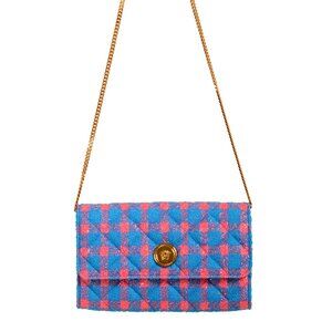 Versace Women's Wool Lurex Jacquard Gold Medusa Quilted Clutch Shoulder Bag